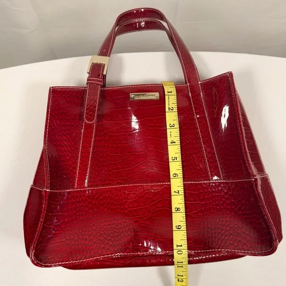 Liz Claiborne Burgundy Patent Shoulder Tote Bag - Picture 4 of 6